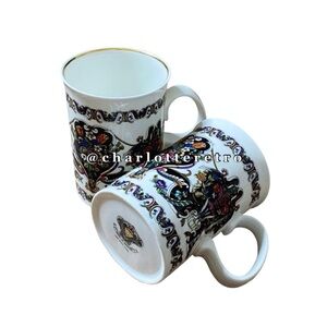 (2) vtg Gucci Baroque Floral Fine Bone China Mugs